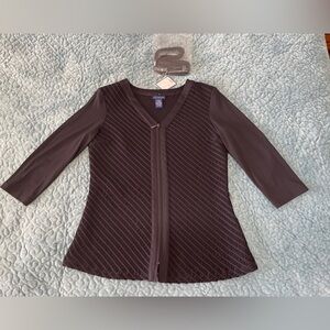 NWT Doncaster Womens Clothing Sz 6 Top/Jacket Black Belted Textured Fabric Zip